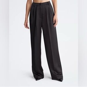 EUC Calvin Klein Satin Relaxed Wide Leg Pants, black Size 25